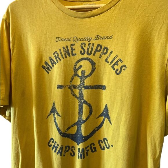 MENS CHAPS Yellow Graphic Short Sleeve Casual Tee Shirt L - Picture 2 of 7